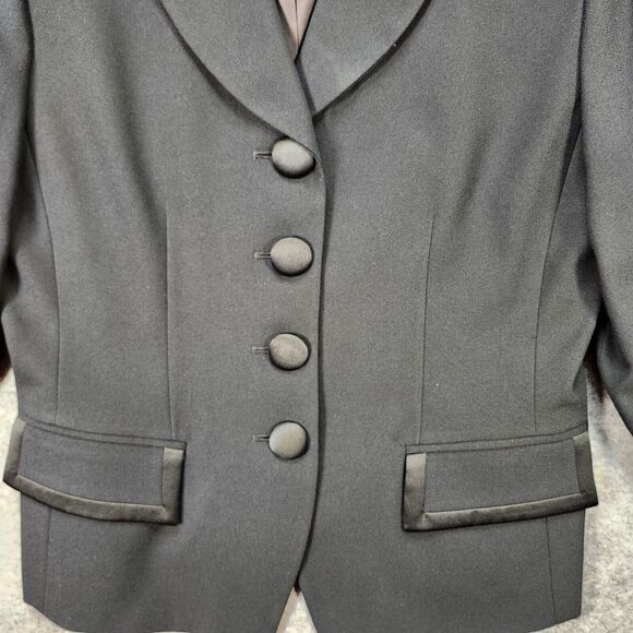 Kasper ASL Petite Blazer Women 6P Black Long Sleeve Fabric Button Career Vintage - Picture 4 of 11